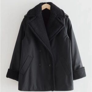 & Other Stories black Sherpa lined Peacoat size M